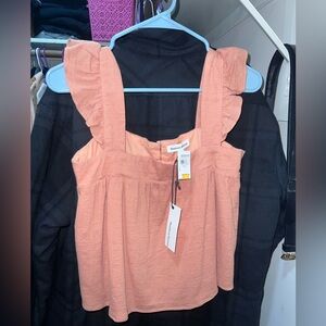 Newbury Kustom Coral Ruffle Strap Crop Top